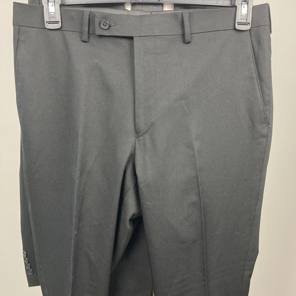 DKNY Mens Modern fit 2-pc Suit 40L 33W 32L Black Solid Stretch - Picture 10 of 12